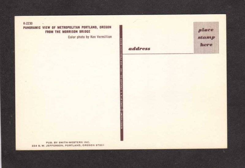 OR Morrison Bridge view downtown Portland Oregon Bldg Postcard