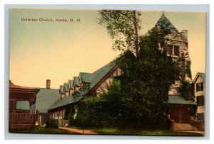 Vintage 1910's Colorized Photo Postcard Unitarian Church Keene New Hampshire