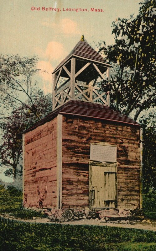 Vintage Postcard Old Belfry Historic Structure In Hill Lexington Massachusetts