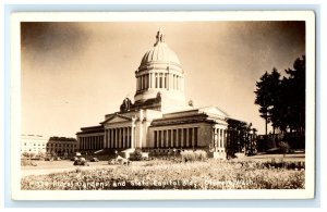 FLORAL GARDENS STATE CAPITOL OLYMPIA WASHINGTON WA REAL PHOTO RPPC POSTCARD GS17