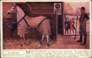 5A Horse Blankets Ad Advertising Briar Burlap Stable Blanket c1910 Postcard
