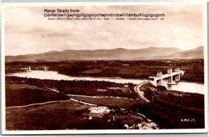 Menai Straits from Llanfairpwllgwyngyll Wales Vintage Postcard I04
