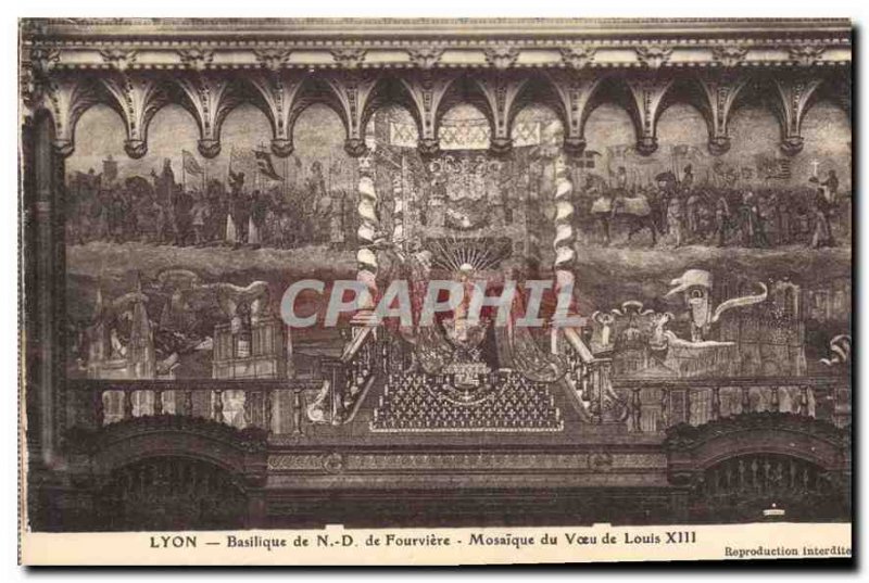 Postcard Old Lyon Basilica of Fourviere N D Mosaique the Vow of Louis XIII