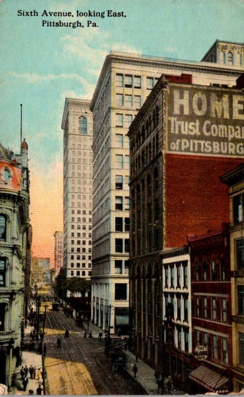 Pennsylvania Pittsburgh Sixthy Avenue Looking East 1913