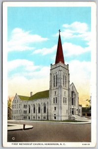 Vtg Henderson North Carolina NC First Methodist Church 1920s View Postcard