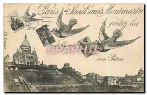 Old Postcard Paris from Sacre Coeur in Montmartre