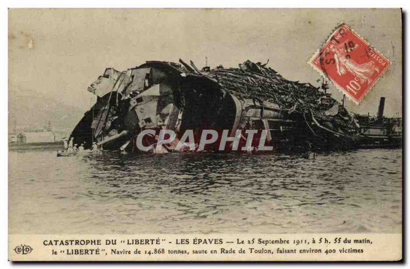Old Postcard Boat Toulon Liberte Disaster