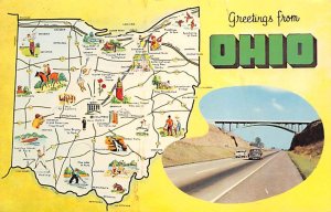 Greetings from Ohio, USA Map Unused light stains on card