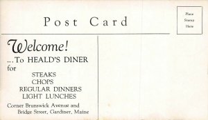 Gardiner ME Heald's Diner Booth Service Postcard