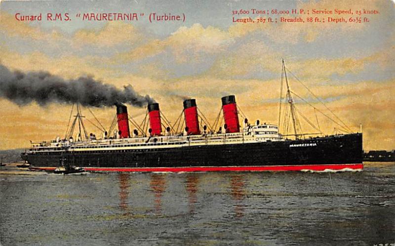 R.M.S. Mauretania Ocean Liner Ship Cunard Line Ship Steamer Unused 