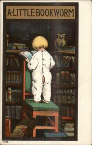 Bookworm Boy in Library Pajamas Bare Butt - Owl Little Nighties Series PC