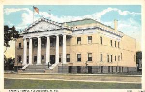 Albuquerque New Mexico Masonic Temple Street View Antique Postcard K102555