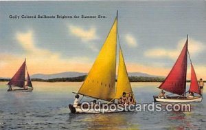 Gaily Colored Sailboats Ship Unused 