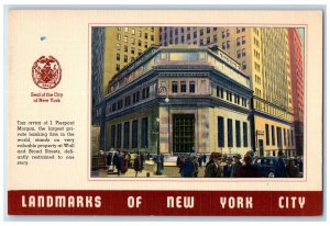 c1940's The Office of J. Pierpont Morgan Landmarks of New York City NY Postcard 