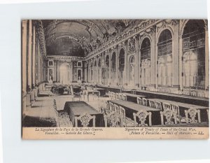 Postcard Signature of Treaty of Peace of the Great War, Versailles, France