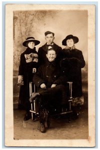 c1910's Family Photo Novelty Studio Peoria Illinois IL RPPC Photo Postcard