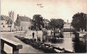 Netherlands Sluis Kade Vintage Postcard C090