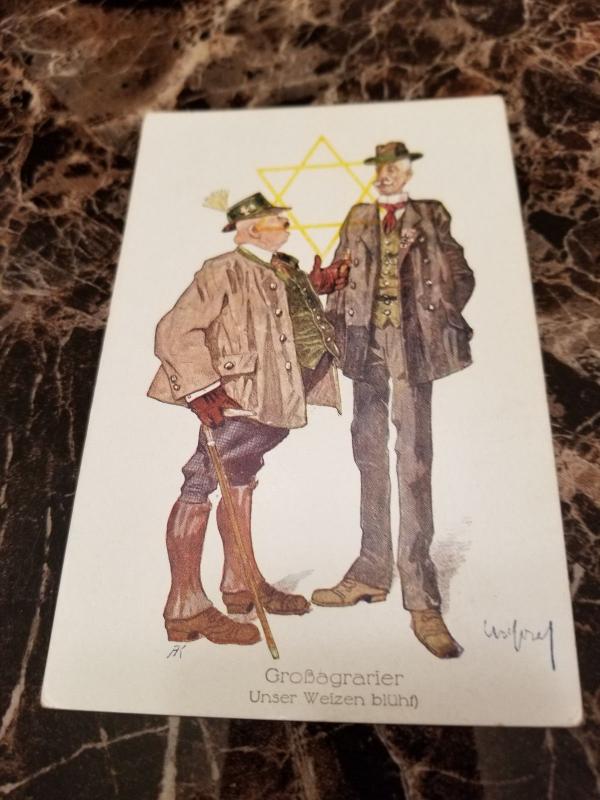 1938 Germany Mint Postcard Eternal Jew Museum Exhibit Pair of Hunters 