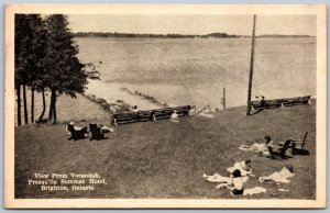 Postcard Brighton ONT c1930s Presqu’ile Summer Hotel View From Verandah