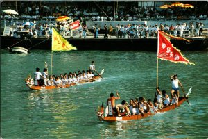 C1980s Dragon Boat Festival Hong Kong Vintage Postcard Boat Race