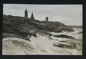 Mint Vintage Sweden Vinga Lighthouse Gothenburg Real Photo Postcard