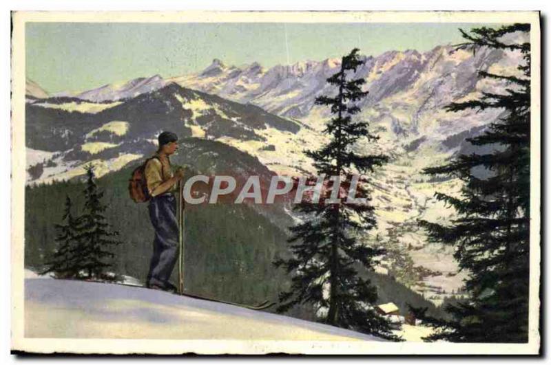 Old Postcard Skiing