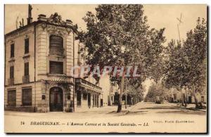 Old Postcard Draguignan The Bank & # 39avenue Carnot and Societe Generale