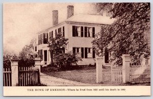 The Home Of Emerson Where He Lived Concord Massachusetts Trees & Ground Postcard