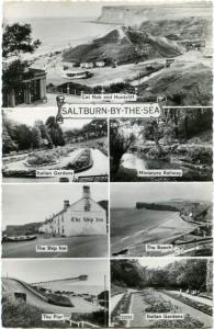 RPPC Multivew of Saltburn-By-The-Sea, Yorkshire, England - pm 1963