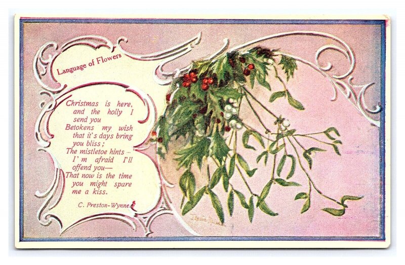 Language Of Flowers Holly Christmas Is Here Postcard