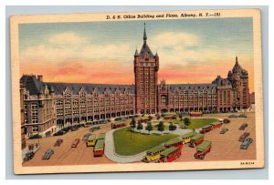 Vintage 1930's Postcard D&H Office Building & Plaza Albany New York