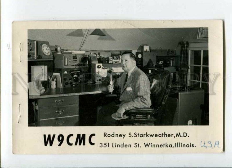 3091805 Rodney S. Starkweather, M.D. W9CMC RADIO CARD photo