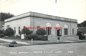 IA, Cedar Falls, Iowa, RPPC, Post Office Building, Entrance, Cook Photo No 599