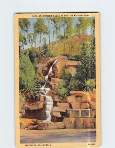 Postcard St. Francis Falls At Foot Of Mt. Rubidoux Riverside California USA