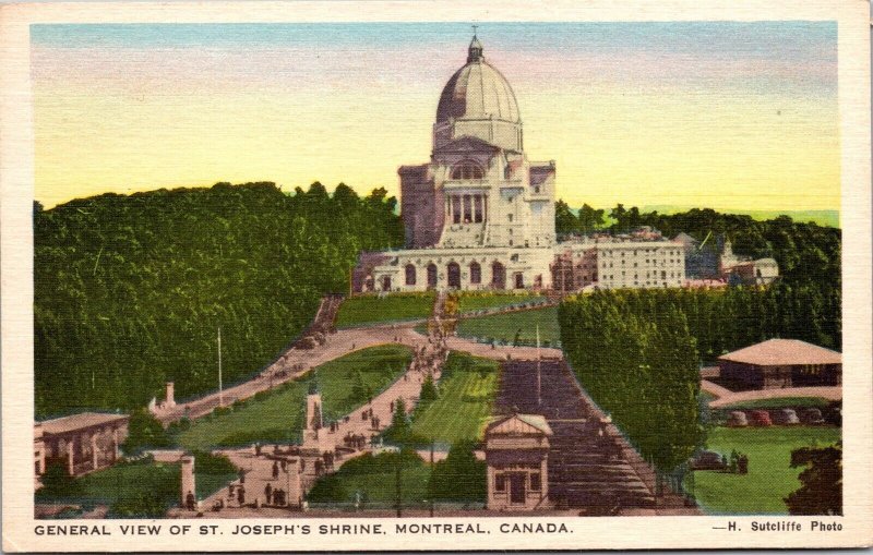 Vtg Montreal Canada St Joseph's Shrine 1940s Linen View Postcard