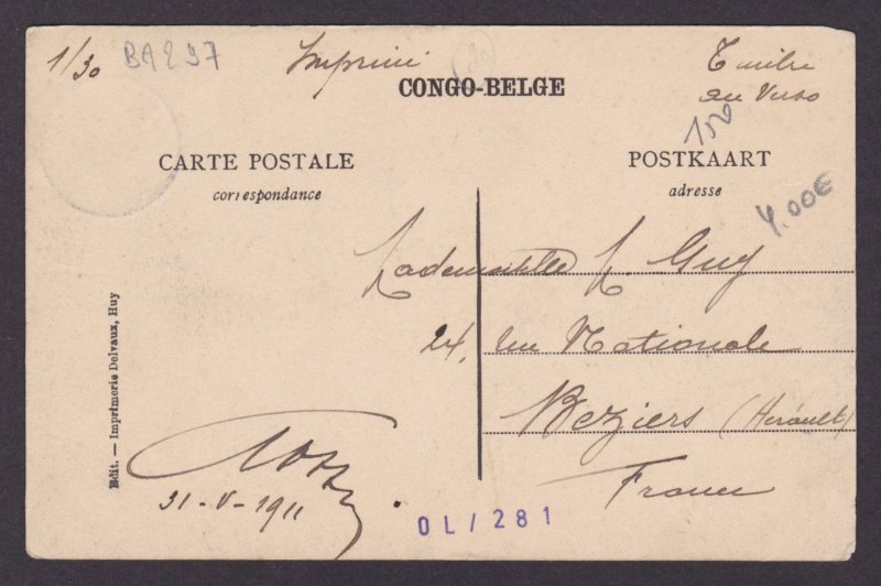 Postcard, BELGIAN CONGO, Clearing in the forest in Mulunga