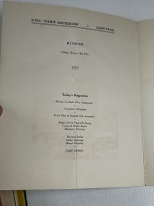 Ship RMS Nieuw Amsterdam Dinner Menu August 14th 1953