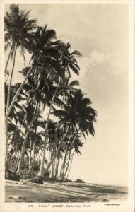 fiji islands, OVALAU, Palmy Coast (1930s) RPPC