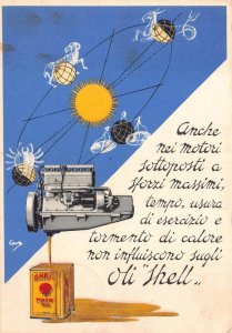 ITALY SHELL MOTOR OIL AVIATION POSTER STAMP ADVERTISING POSTCARD 1935