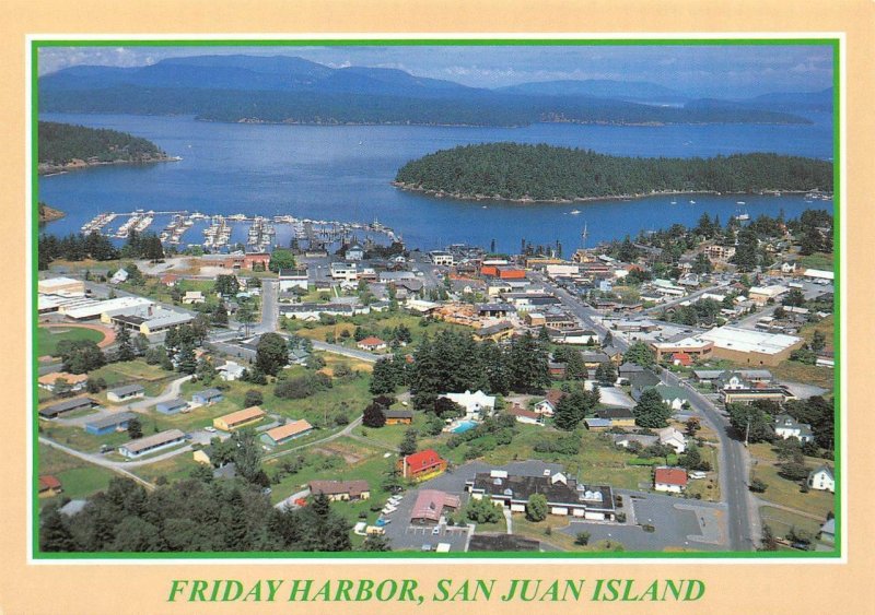 2~4'X6' Postcards  WA Washington  SAN JUAN ISLANDS MAP CARD & FRIDAY HARBOR VIEW