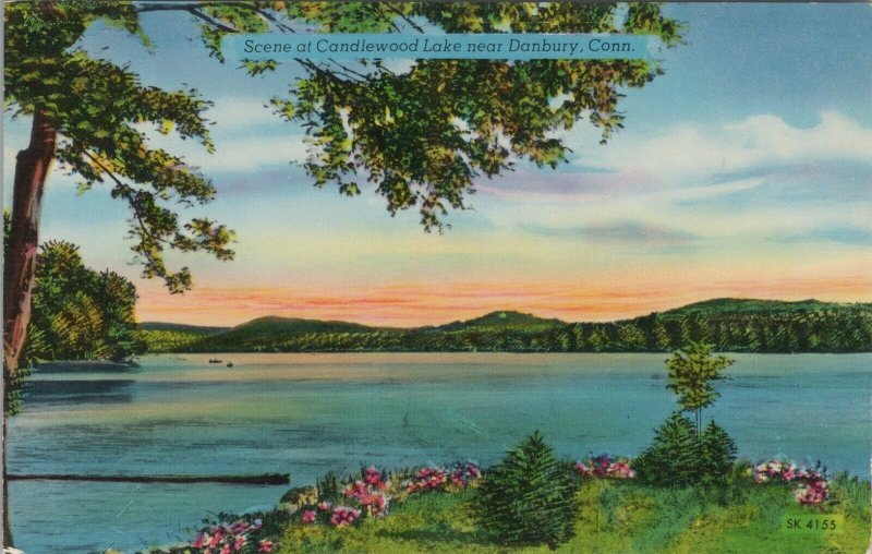 Candlewood Lake Danbury Connecticut scenic view sunrise/sunset postcard E211 