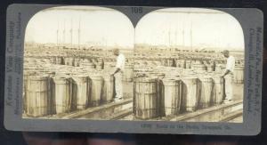 REAL PHOTO SAVANNAH GEORGIA ROSIN ON THE DOCKS VINTAGE STEREOVIEW CARD