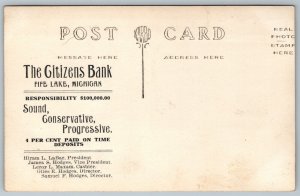 Postcard RPPC c1910s Fife Lake Michigan Multi View Citizens Bank Advert by Beebe