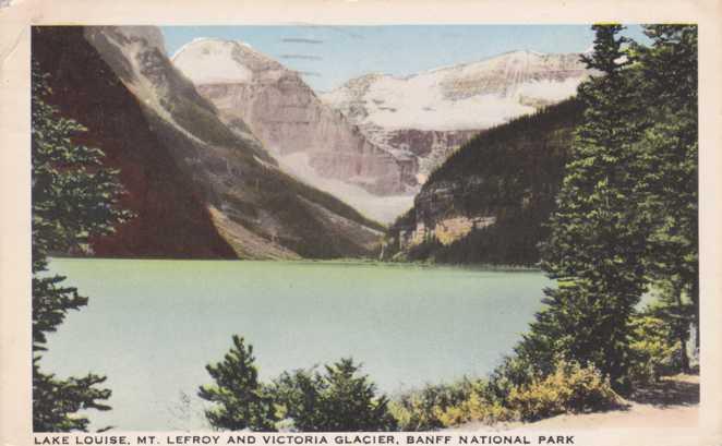 Lake Louise and Victoria Glacier Banff National Park AB Alberta Canada - pm 1947