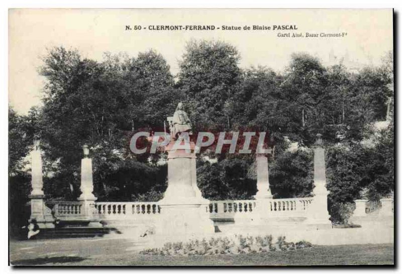 Old Postcard Clermont Ferrand statue of Blaise Pascal