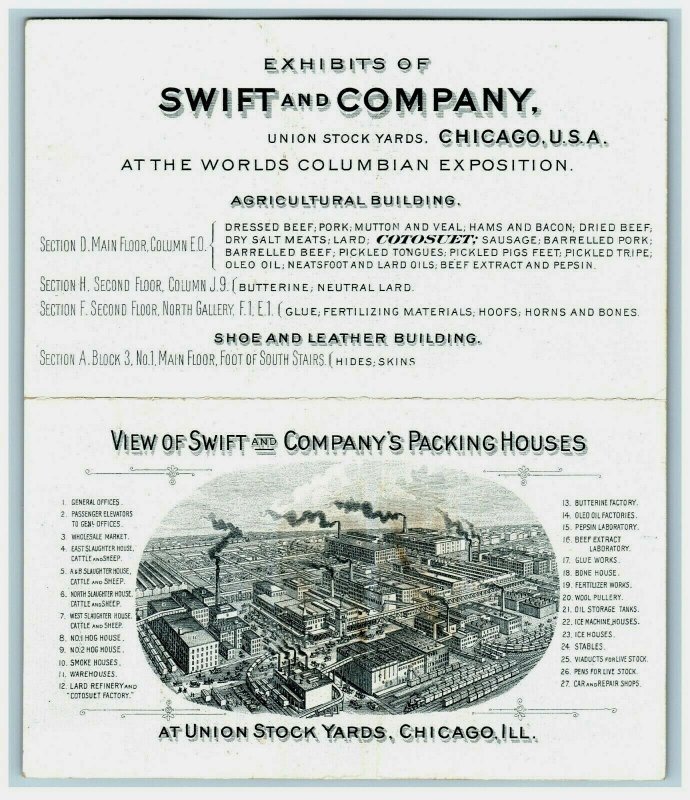 1893 World's Fair Swift & Co. Folder Brochure Glue & Fertilizer Material 7G