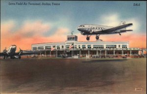 DALLAS TX Love Field Air Terminal AIRPORT LINEN Old Postcard