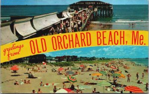 Greetings From Old Orchard Beach Maine Chrome Postcard C080