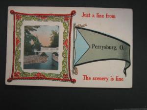 PERRYSBURG OH SCENIC PENNANT c1910 Postcard