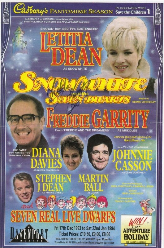 Freddie Garrity & The Dreamers Hand Signed Theatre Flyer